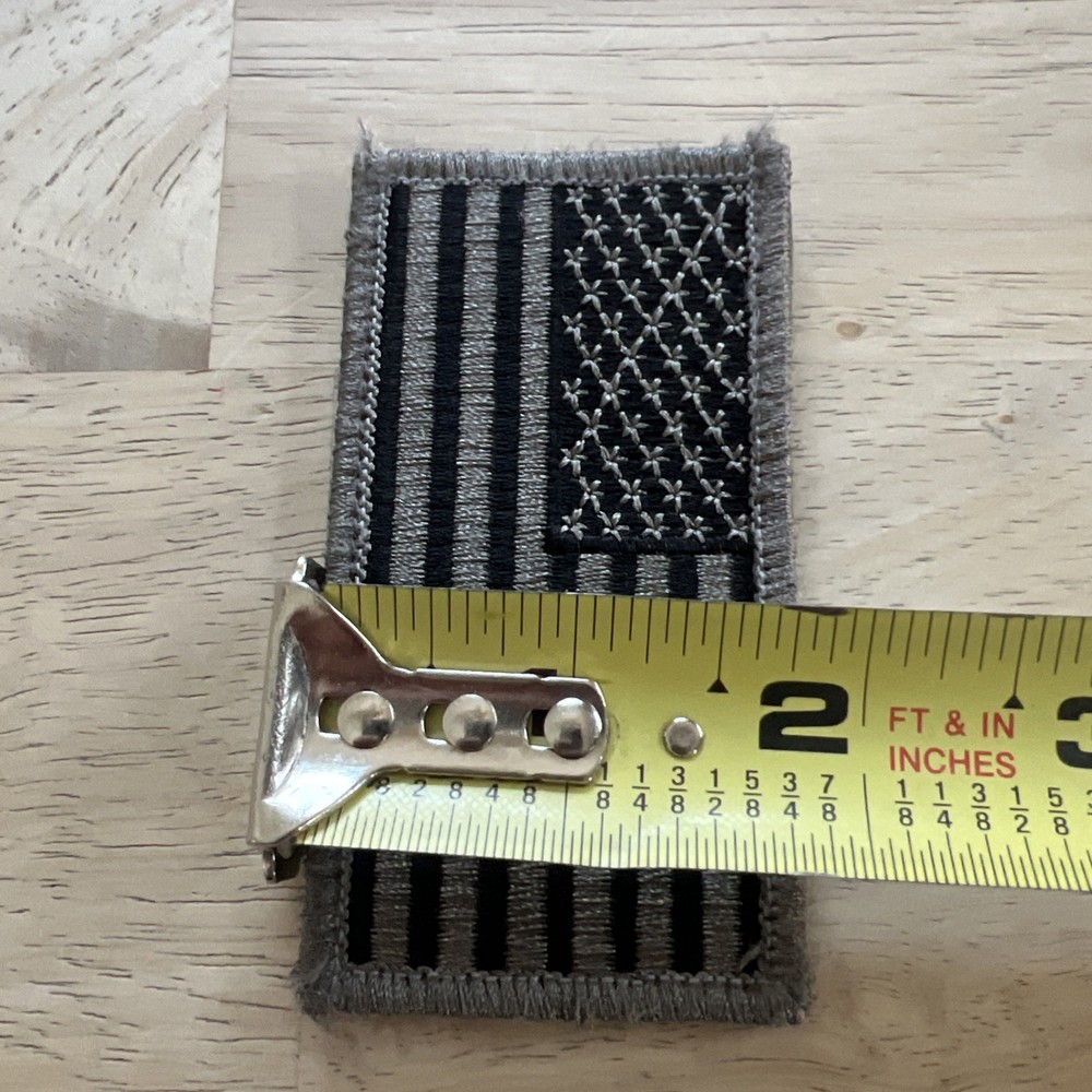 Embroided Patch Hook Loop American Flag USA Gray