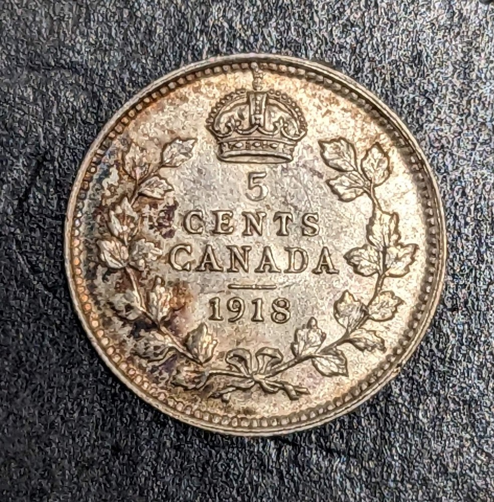 1918 Canada 5 Cent Silver George V