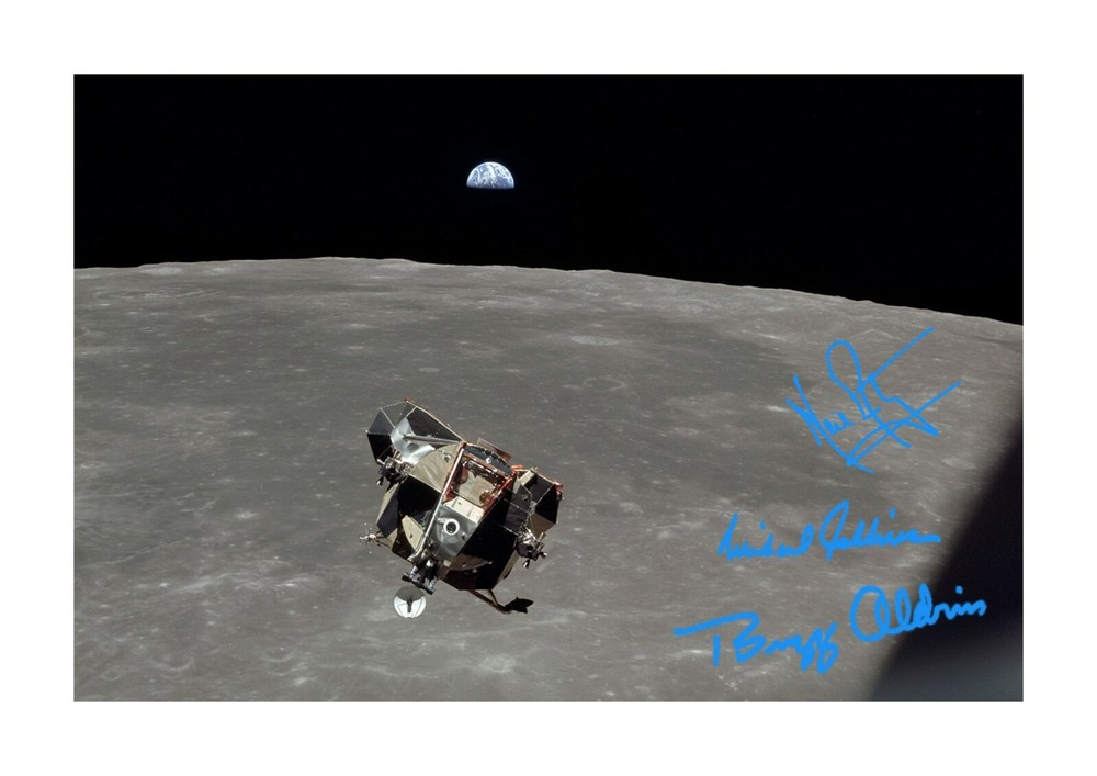 Apollo 11 lunar module seen from command module A4 signed poster choice of frame