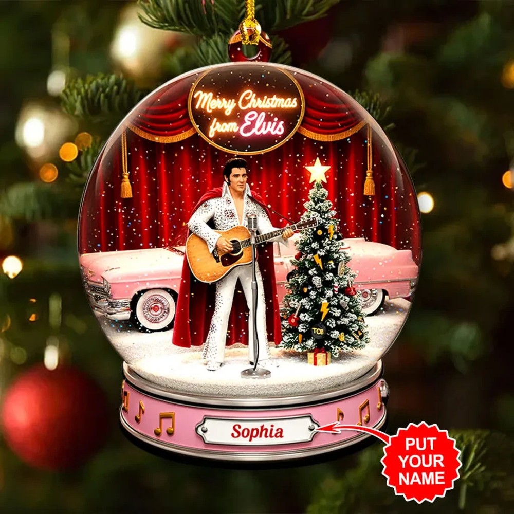 3D Effect Personalized Elvis Presley Custom Shape 2-sided Acrylic Xmas Ornament