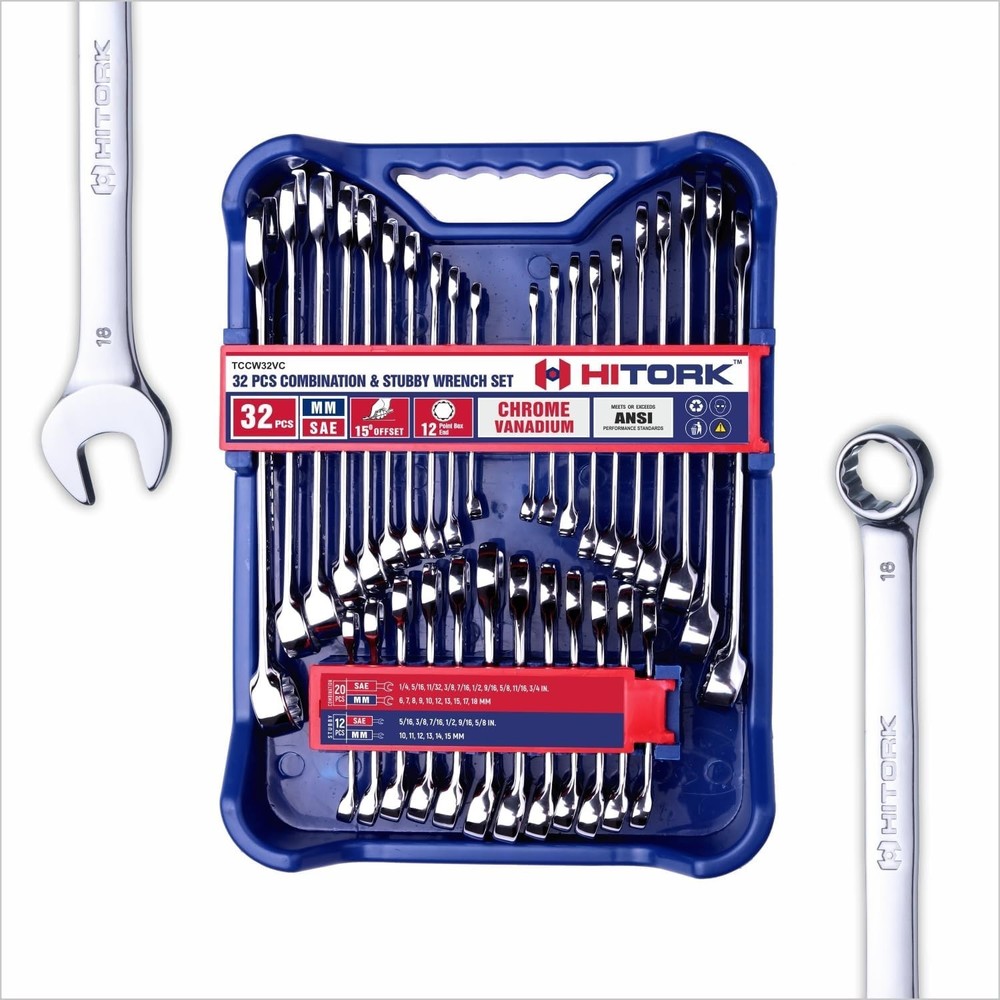 Combination Wrench Tool Set Mechanics Tools SAE Standard Mechanic Kit 32 Piece
