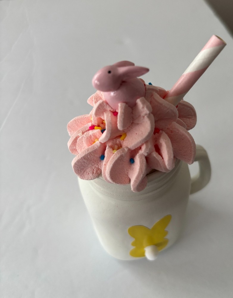 Fake Bake Mini Mug Handmade Glass -Bunny Rabbit Mini Mug Display
