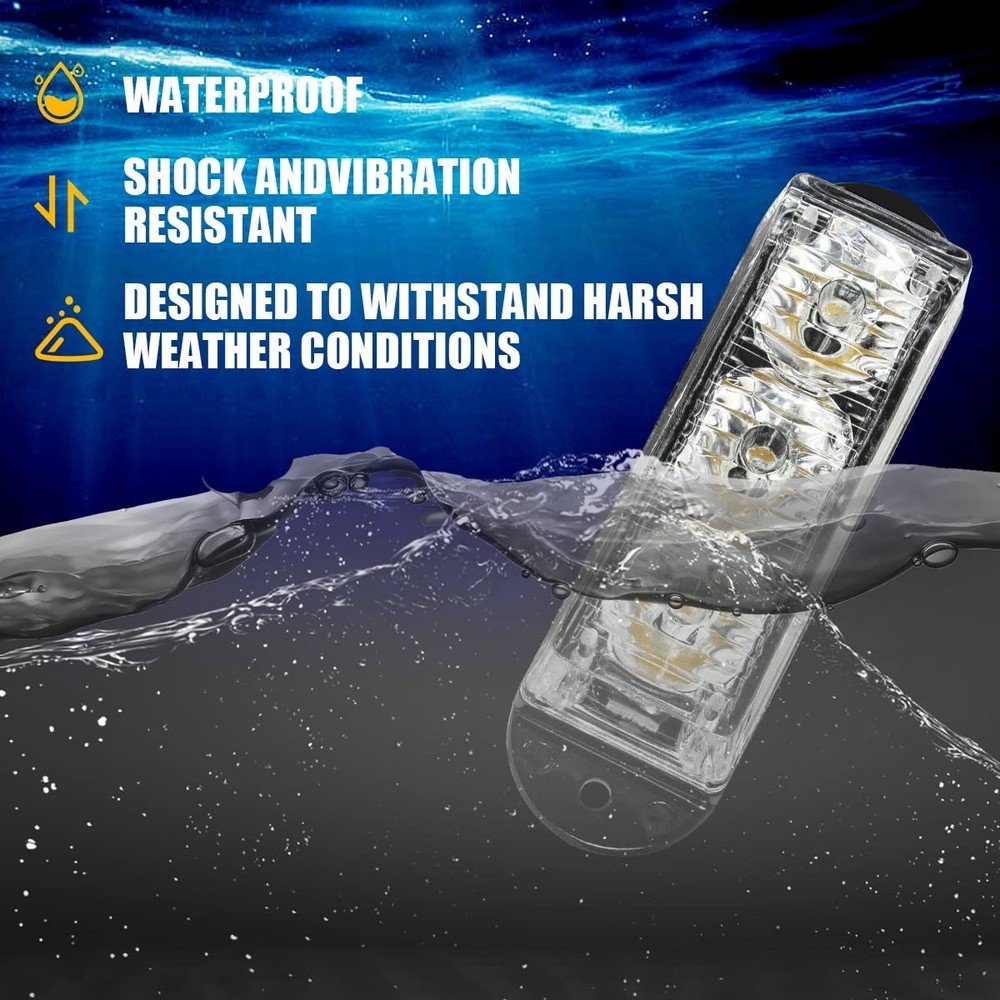 FXC (2PCS 3-LED Strobe Light Red Waterproof Emergency Beacon Flash