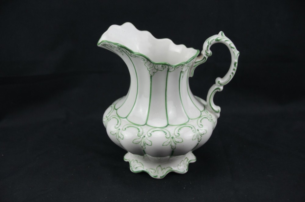 John Maddock Green Trim Set 3 Open Sugar Creamer Pitcher