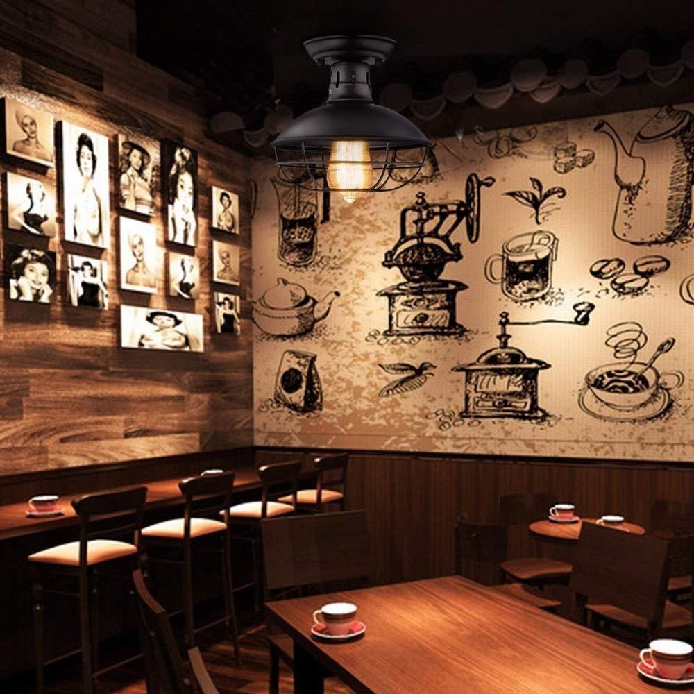 Retro Mini Metal Rustic Semi Flush Mount Ceiling Light Pendant Light E26 110V US