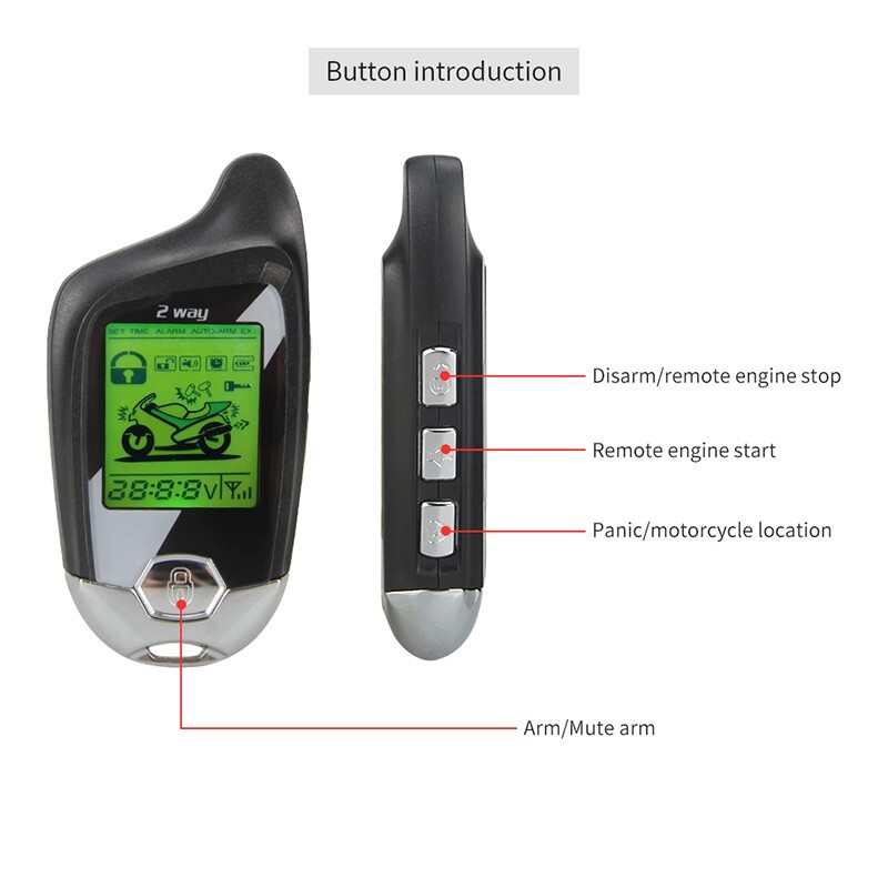 Easyguard 2 way motorcycle scooter alarm kit motion sensor remote engine start
