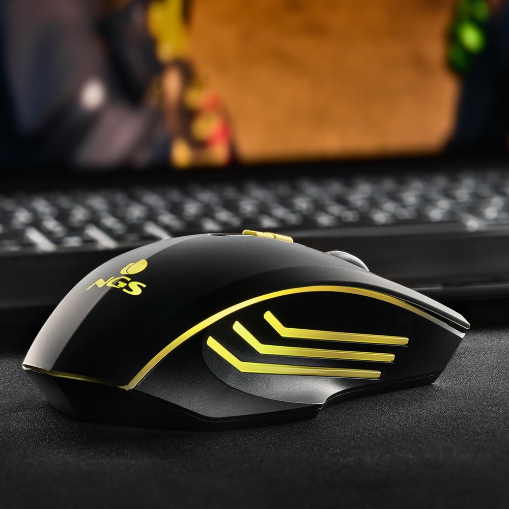 NGS GMX-200, Wireless Gaming Mouse with LED Lights, Black