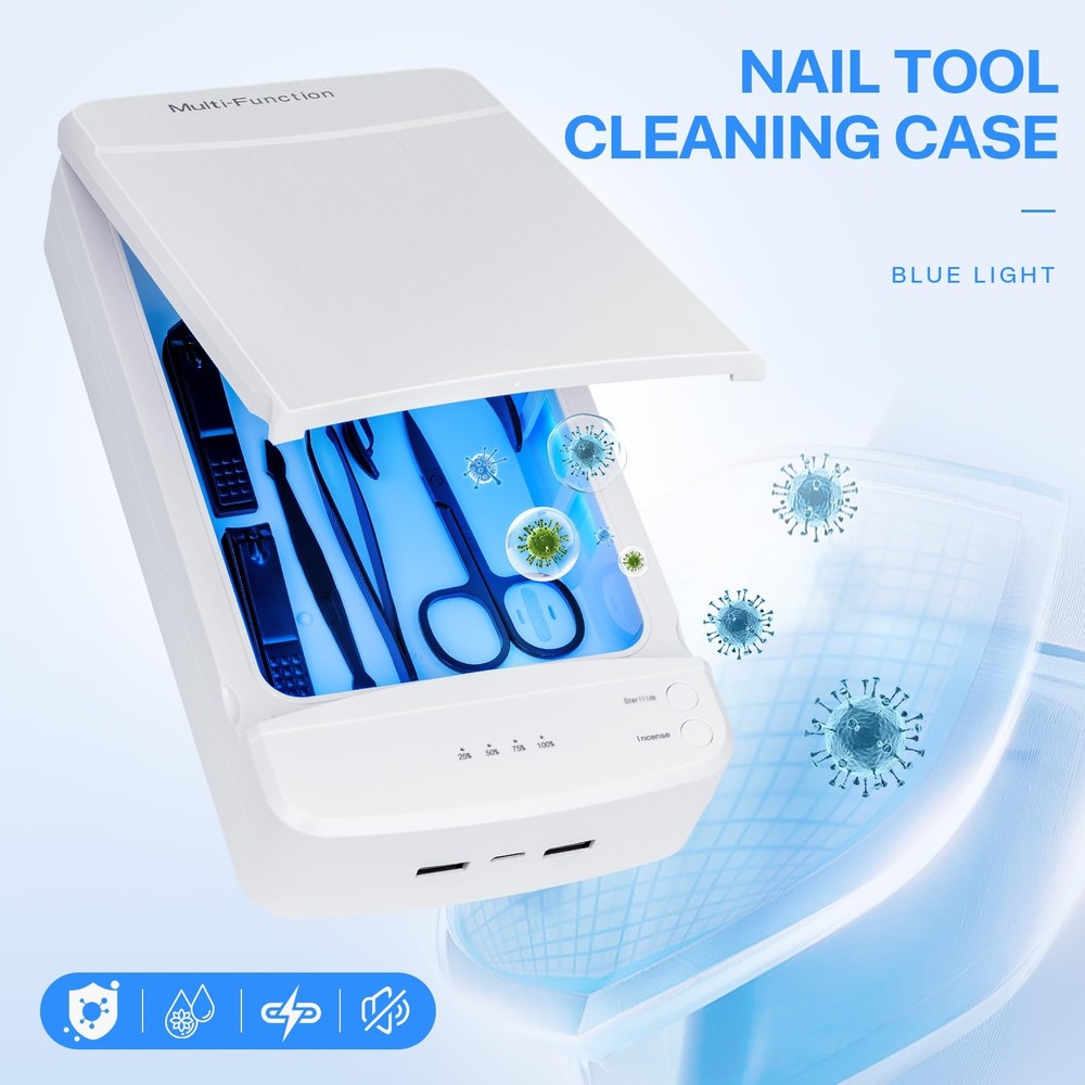 Nail Tool Sterilizer Blue Light Portable USB Powered Sterilizing Box