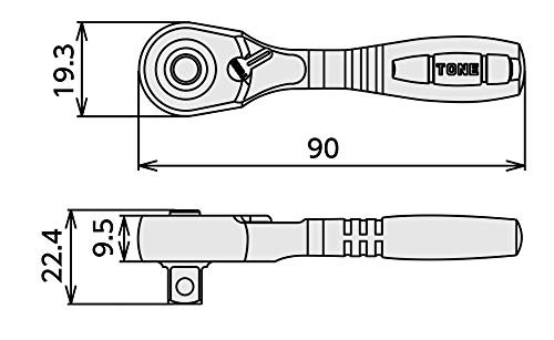 Short Ratchet Handle Compact Head (Socket Hold Type) RH3CHS 3/8" Inch Drive