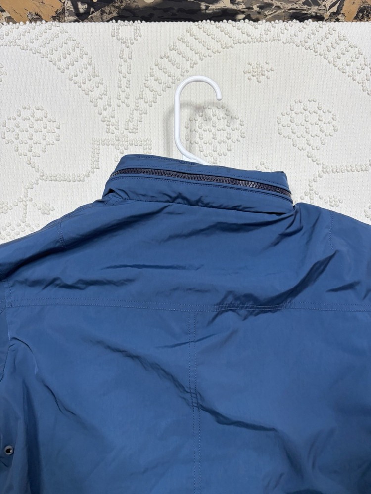 Orlebar Brown Shell Bomber Jacket Men Medium Stowable Hood Blue Full Zip