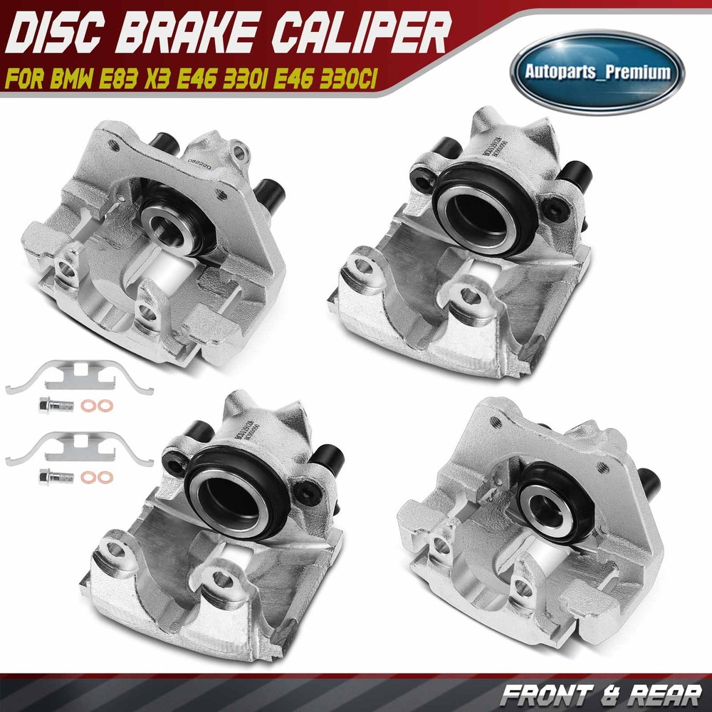 4x Front & Rear Brake Caliper with 1 Piston for BMW E83 X3 E46 330i E46 330Ci