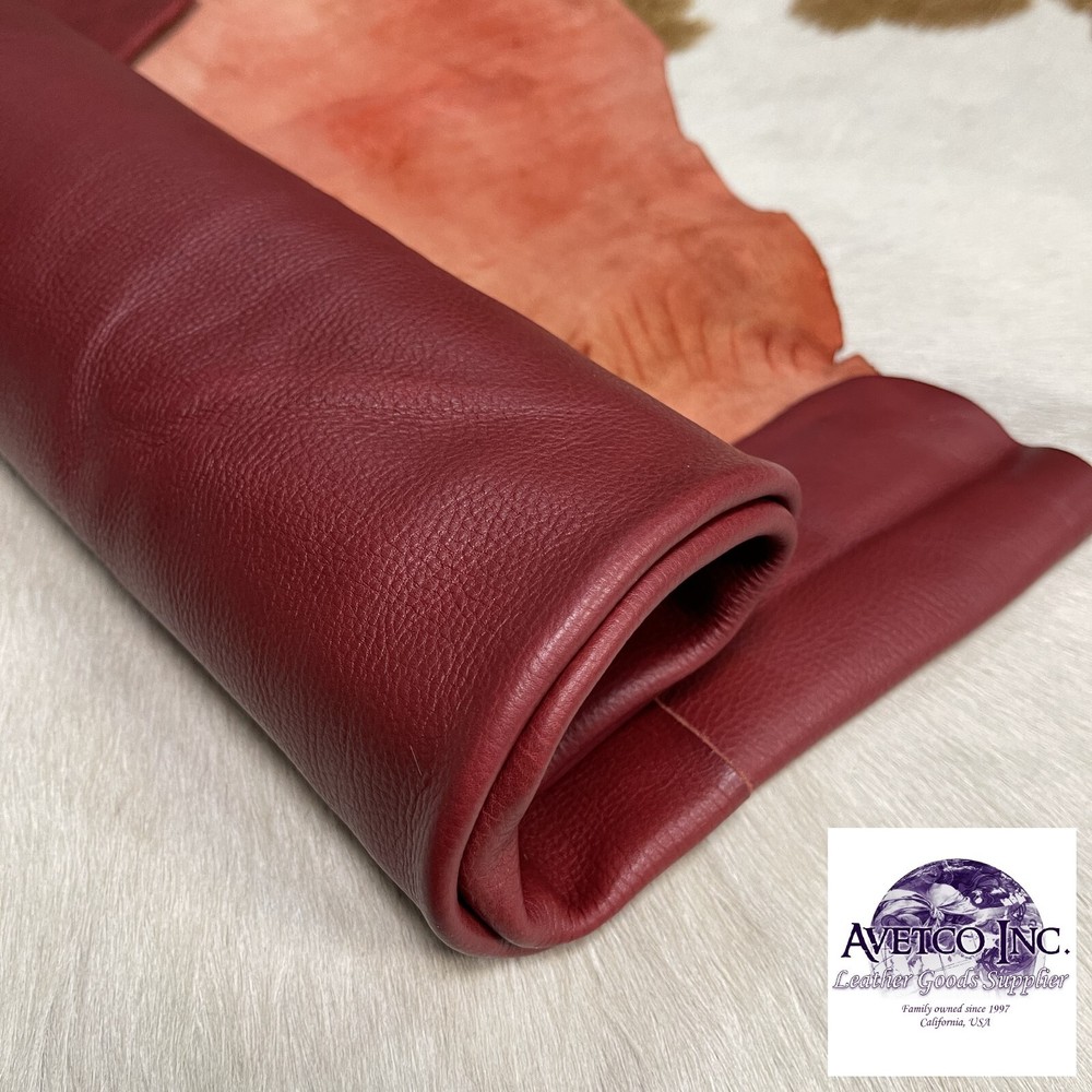 Avetco Ruby Wine Full Grain Cow Leather – 3 oz Rough Cut Hide by Square Foot