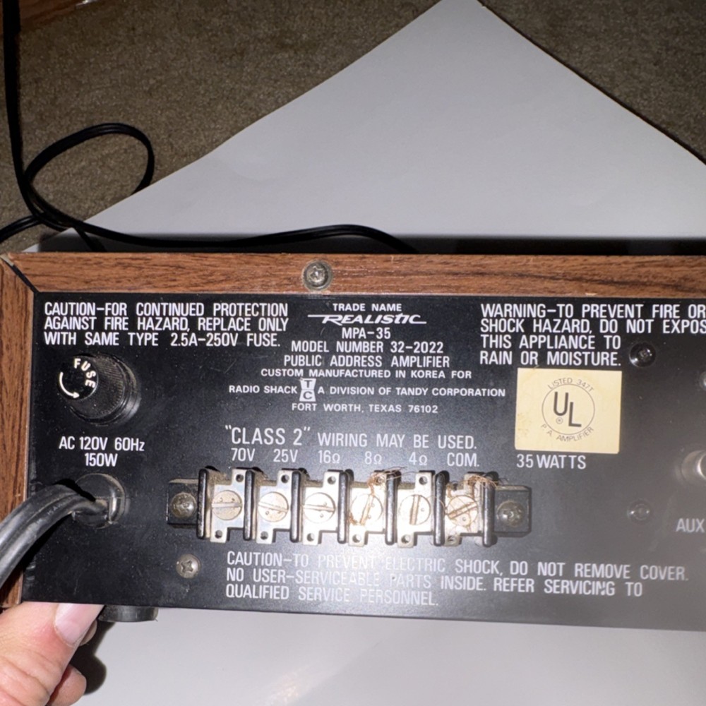 Realistic MPA-35 35 Watt Solid State PA Amplifier Power Amplifier