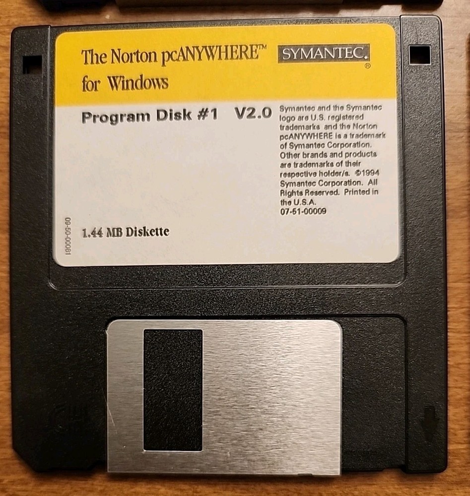 Vintage Norton PC Anywhere Program Disks Emergency Boot Disk Symantec Windows