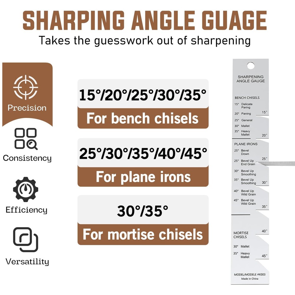 Chisel Sharpening Jig Kit, Heavy Duty Precise Honing Guide with Adjustable An...