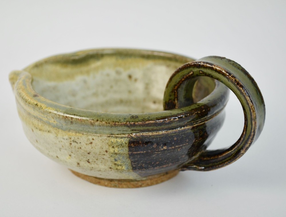 Handmade Pottery Creamer Tan Brown Stoneware Signed