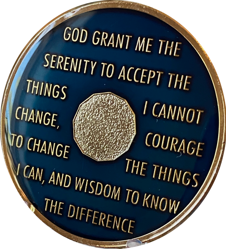 Large 9 Year AA Medallion 1.5" Midnight Blue Sobriety Chip