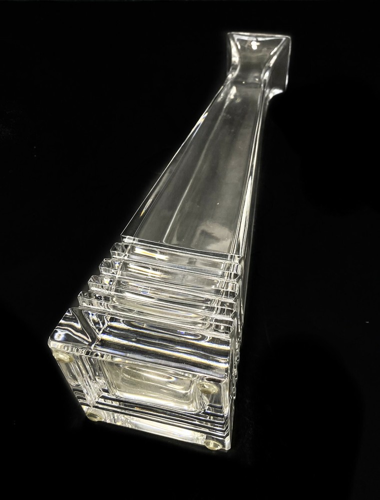Tiffany & Co. Cut Glass Vase, Signed. Square Base.