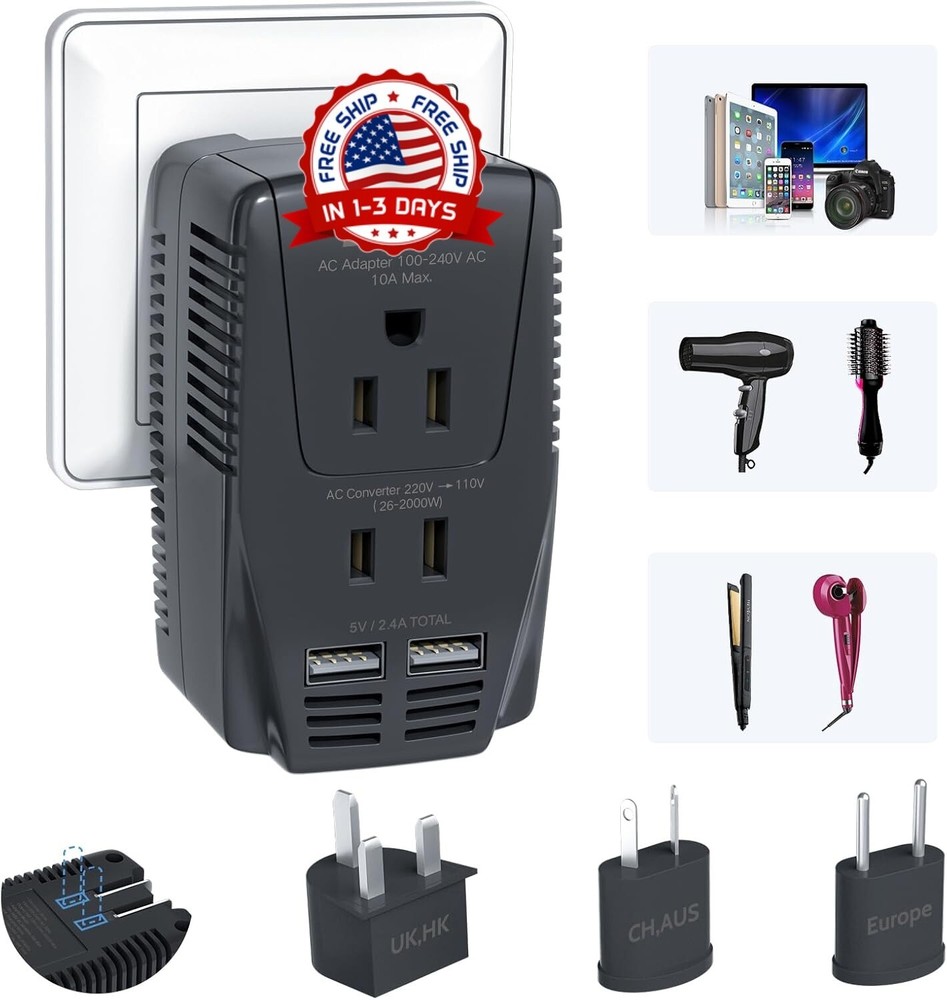 Transformador 220V Para 110V Voltios 2000W De Corriente Nuevo 2025