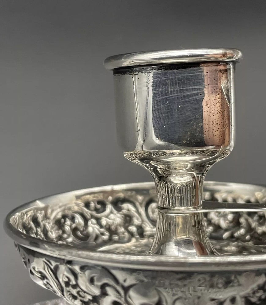 Webster Sterling Silver Floral Repousse Chamberstick
