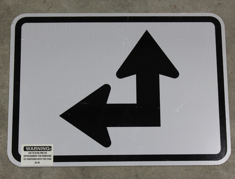 Left Turn or Continue Straight Road Sign 21x15 Authentic Reflective