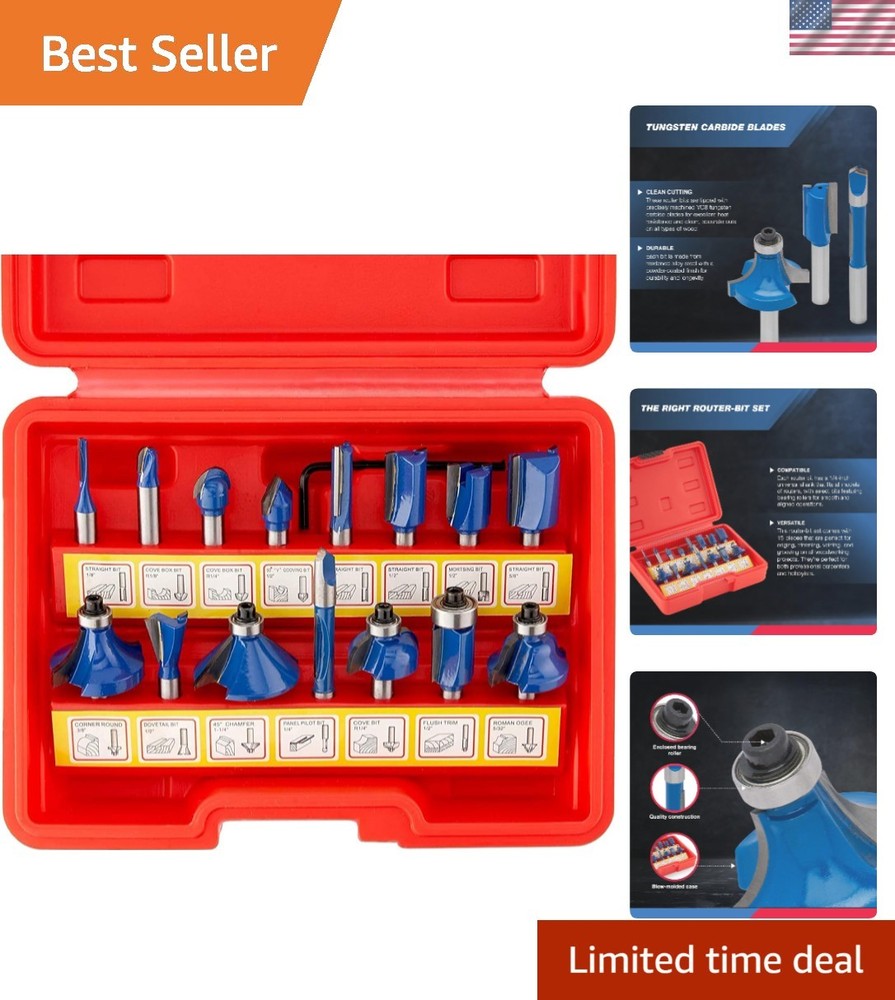 10100 Tungsten Carbide Router Bits - 15 Piece, Blue