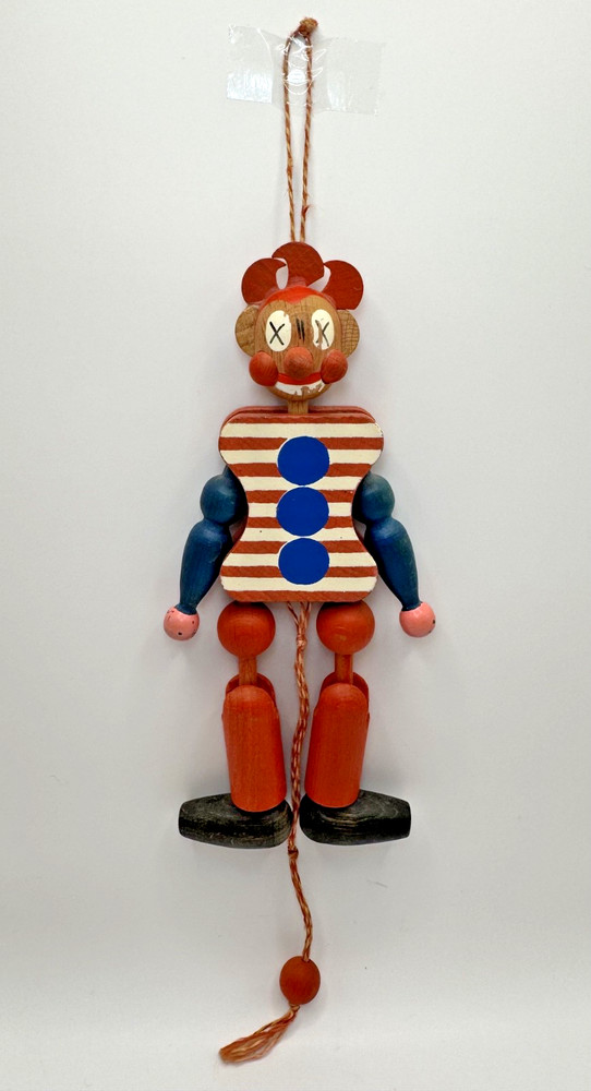 Wood Pull String Clown Puppet Made In Austria Vintage