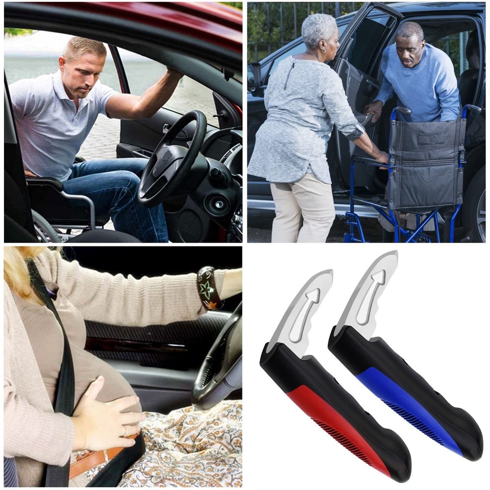 MOSKESON 2PACK Car Handle Assist for Elderly, 2 Pack - Red + Blue, + Blue