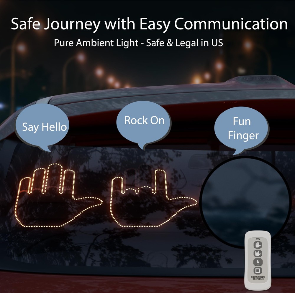 WaveOn Pro 3 New Gestures Fun Finger Car Light with Remote | Gloges... Fast Ship