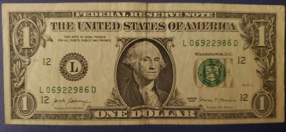 ERROR Misaligned Serial Number $1 Dollar Bill Over Inked Digits Also See Pics !