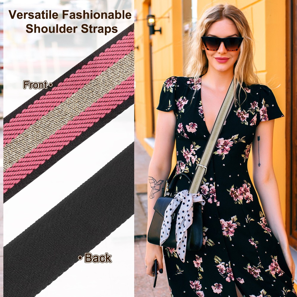 10Yards Nylon Webbing Strap, 38mm Striped Webbing Bag Strap, Pink