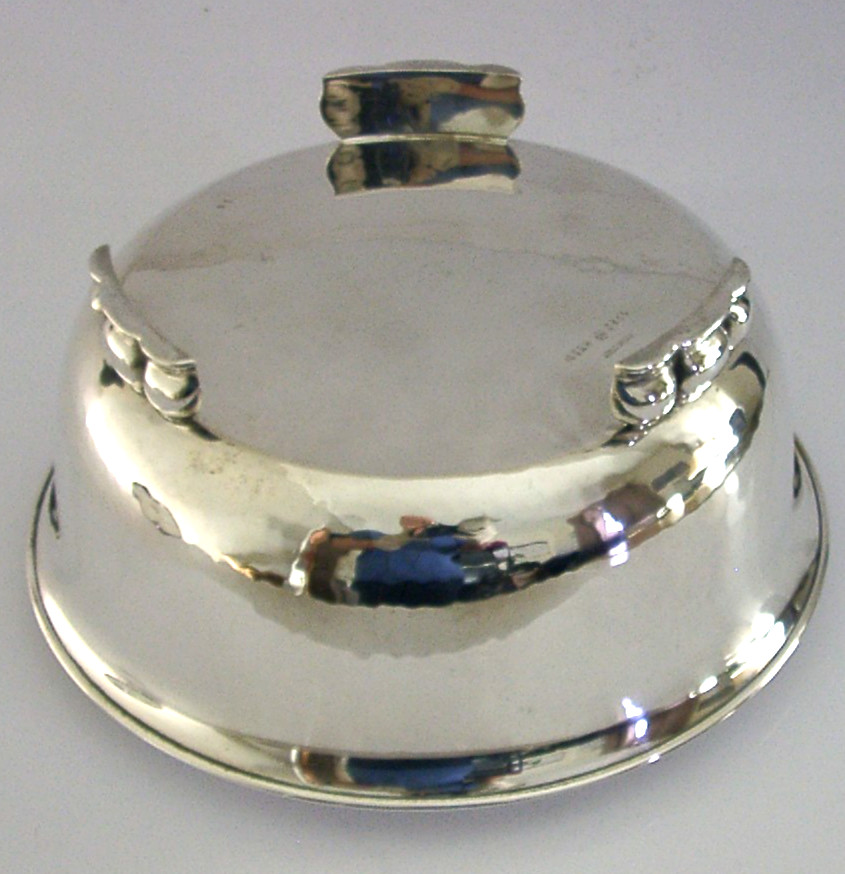 STUNNING LARGE 470g 835 SOLID SILVER ARTS & CRAFTS LIDDED BOWL c1920 PLANISHED