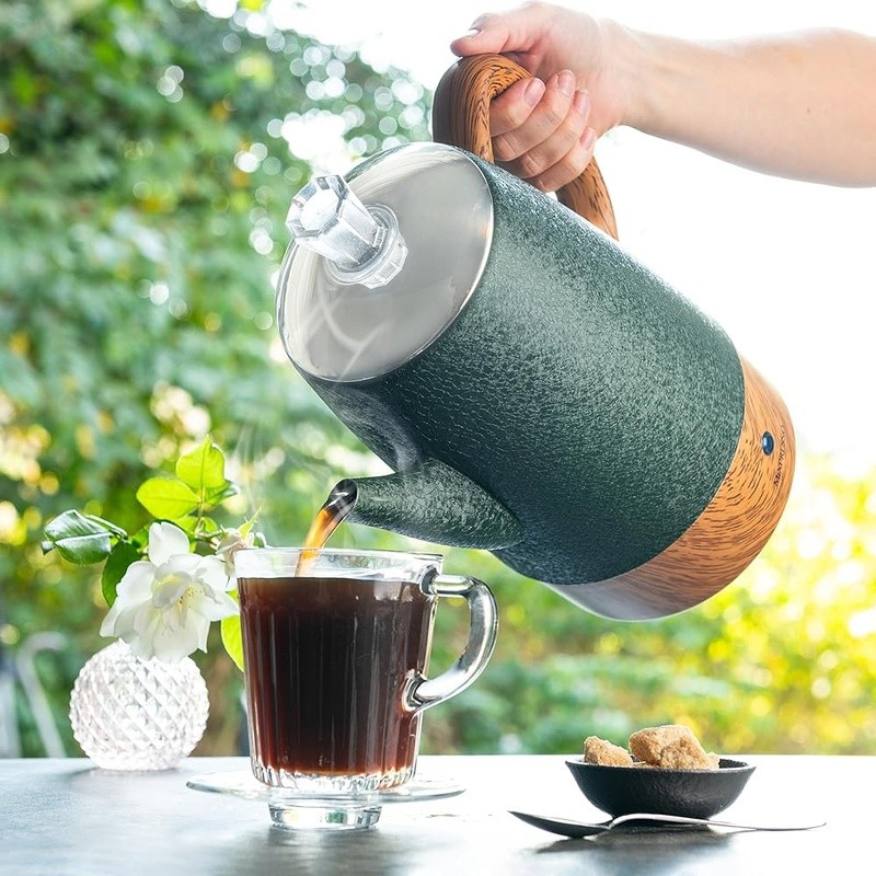 Electric Coffee Percolator 10 Cups Stainless Steel Easy Pour Keep Warm Function