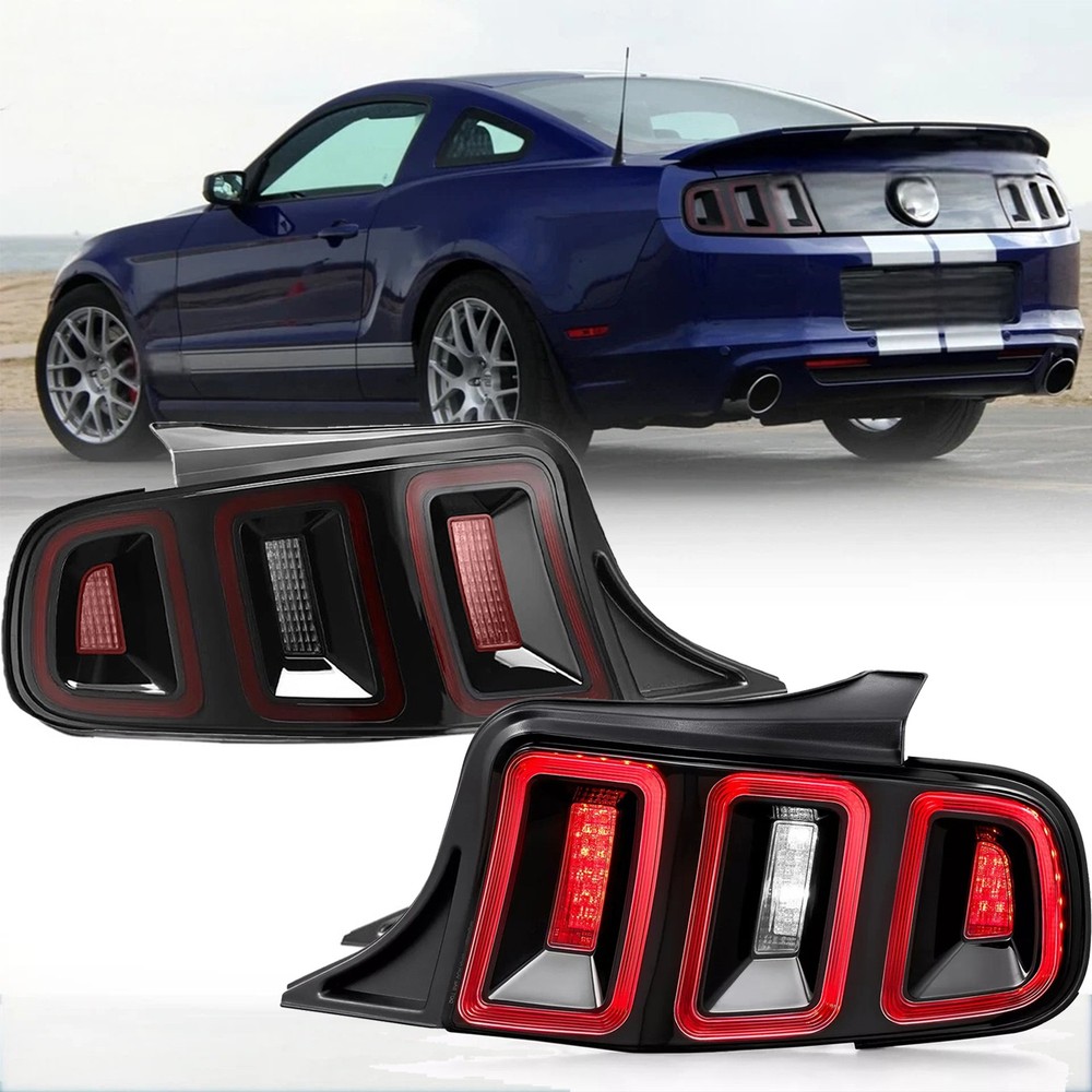 For 2010-2014 Ford Mustang Full LED w/ Sequential Tail Lights Black Brake Lamps