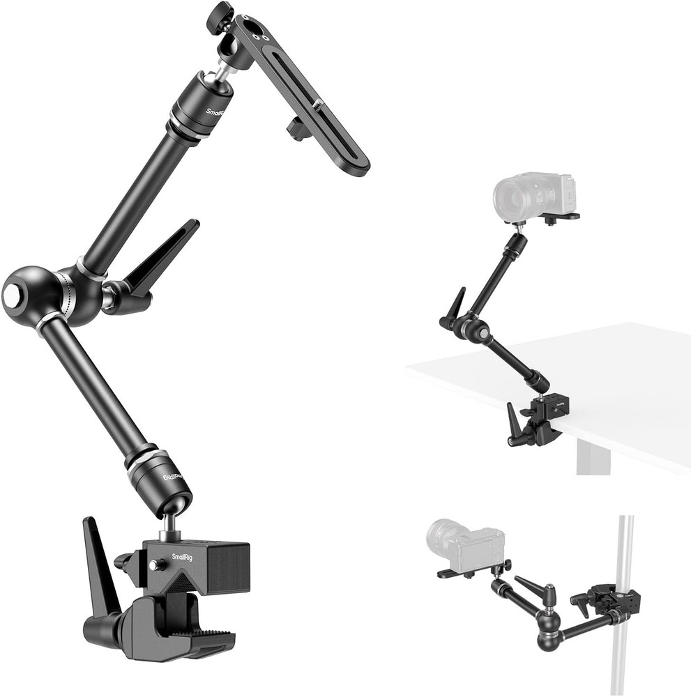 Friction Magic Arm Camera Mount with Super Clamp and Platform, Overhead Camera D