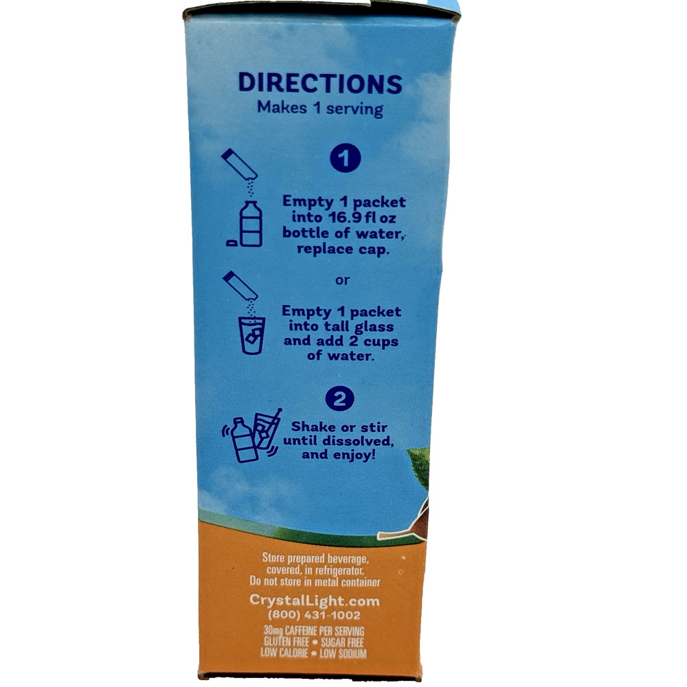 (3) 10 Packet Boxes Crystal Light Peach Iced Tea On The Go Drink Mix