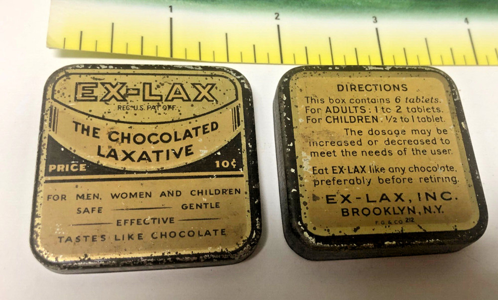 Vintage EX-LAX 10 cent Chocolated Laxative EMPTY TIN collectible