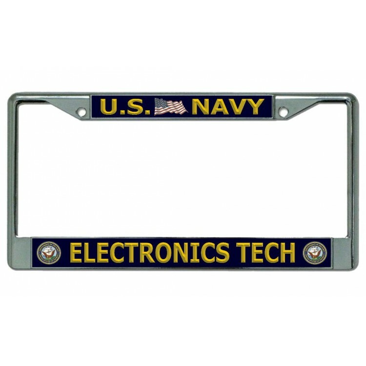 navy electronics tech seal logo military license plate frame usa made