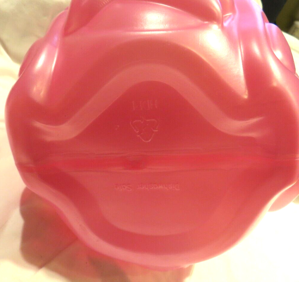 Pink Rabbit hard plastic Easter Basket Bucket Plastic about 12" x 7" x 7"