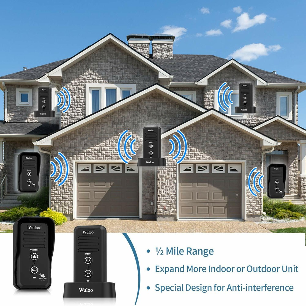 1/2Mile Long Range Wireless Doorbell Intercom Home System W/Rechargeable Battery