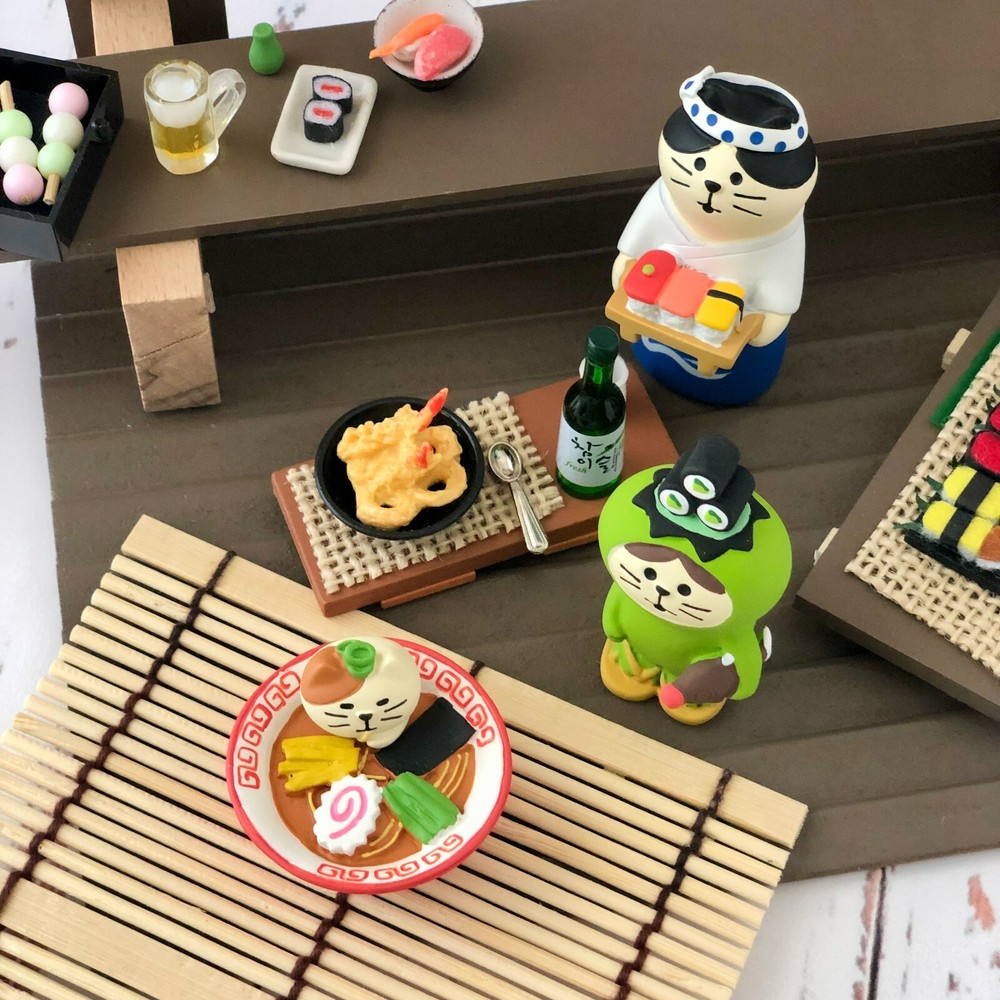 DECOLE Concombre Sushi Cat Miniature 4Pc Set Authentic Japan Hand Painted