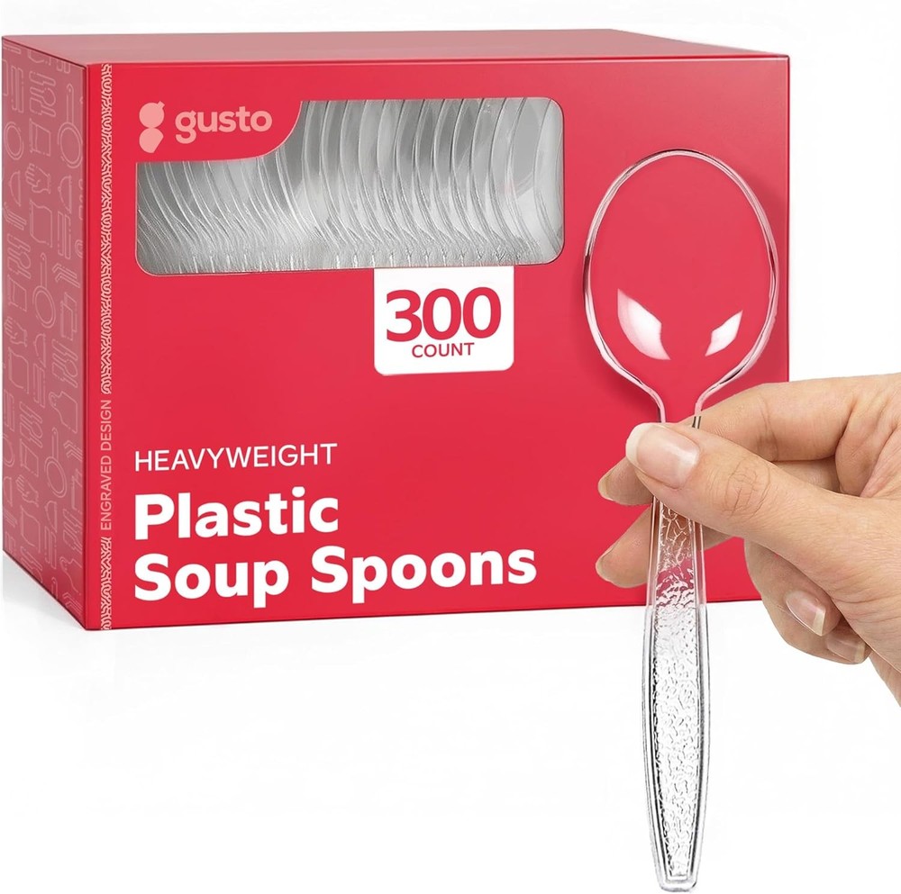 Heavy Duty Clear Plastic Soup Spoons [] Disposable  Utensils
