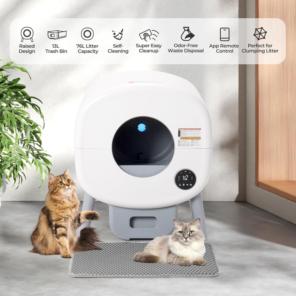 Self-Cleaning Cat Litter Box: Extra Large Automatic Litter Box for Multiple Cats