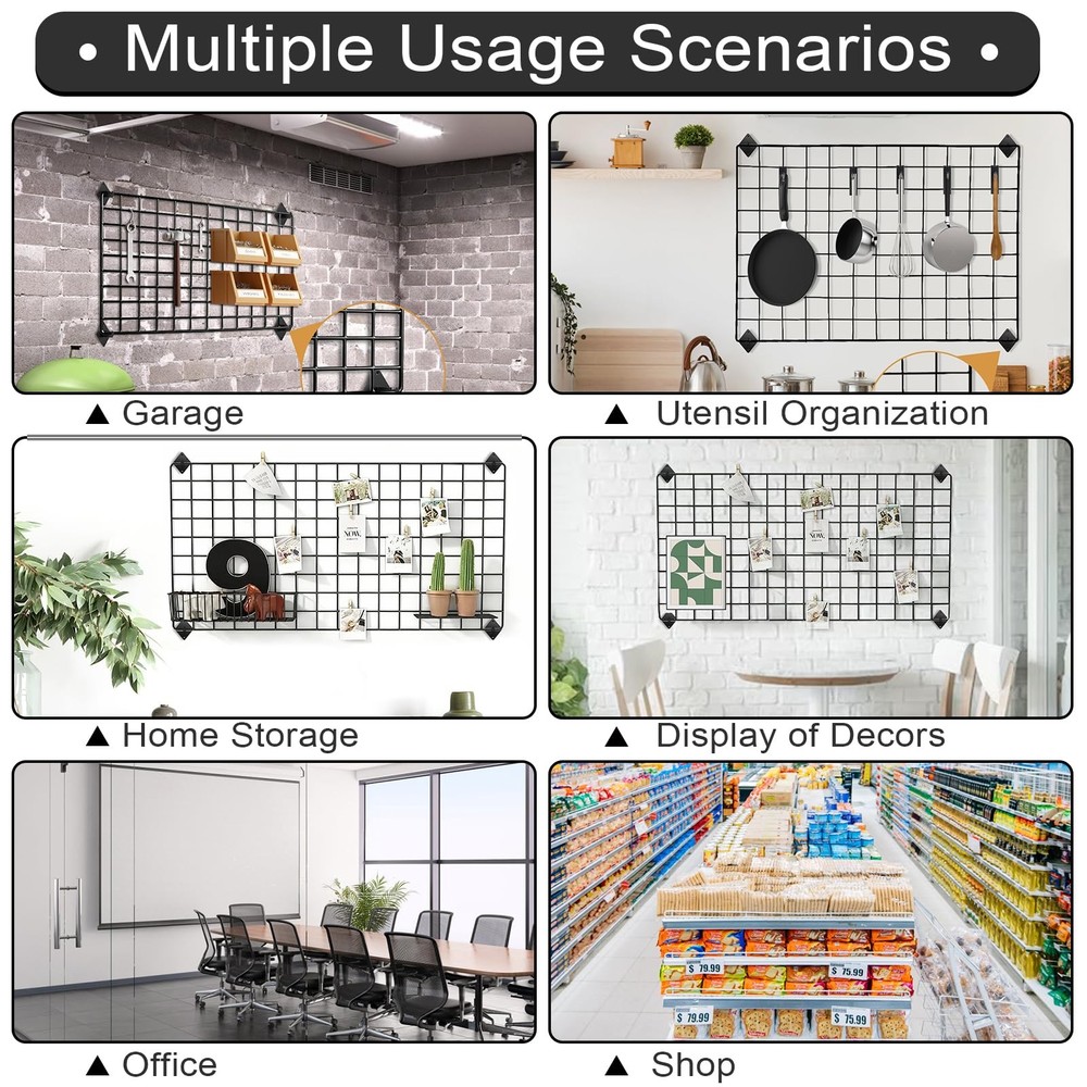 16 PCS Gridwall Mount Brackets, Metal Grid Panel Accessories, Wall Mounting B...
