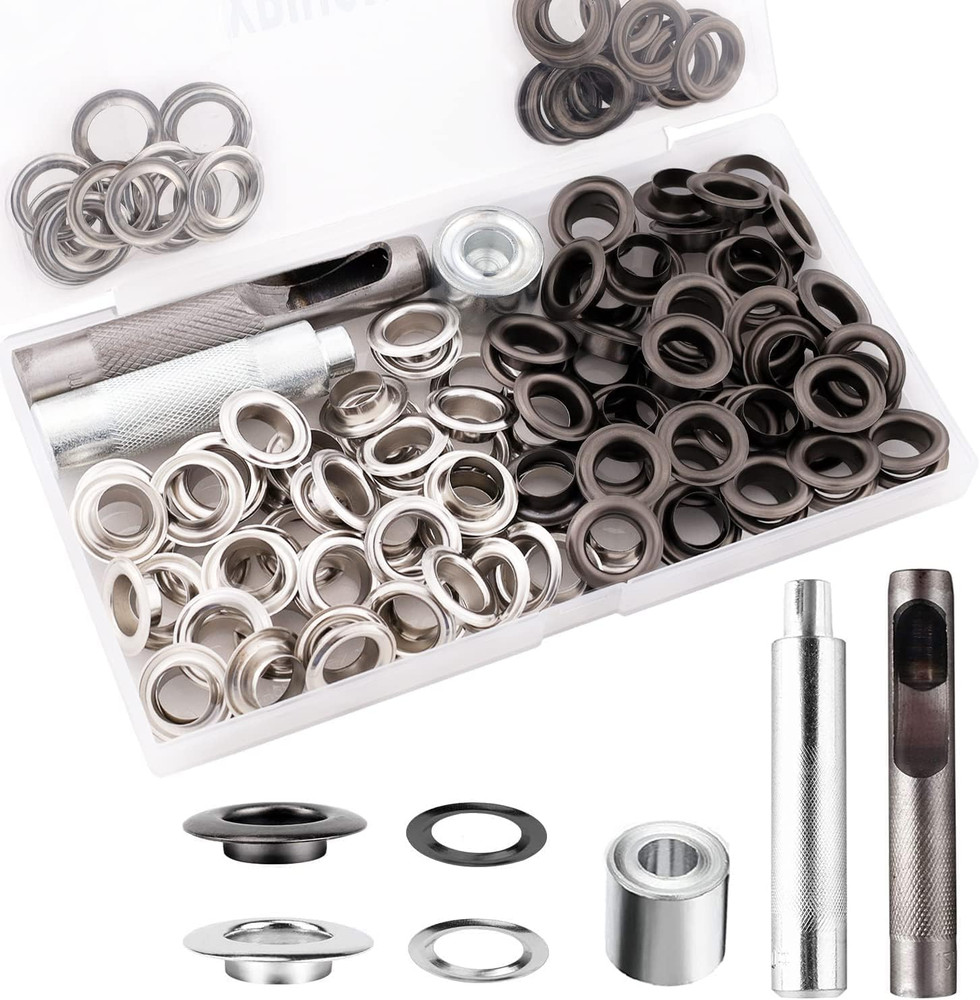 Grommet Tool Kit, 1/2 Inch Grommets Eyelets Sets,100 Sets Grommets, Eyelets Kit