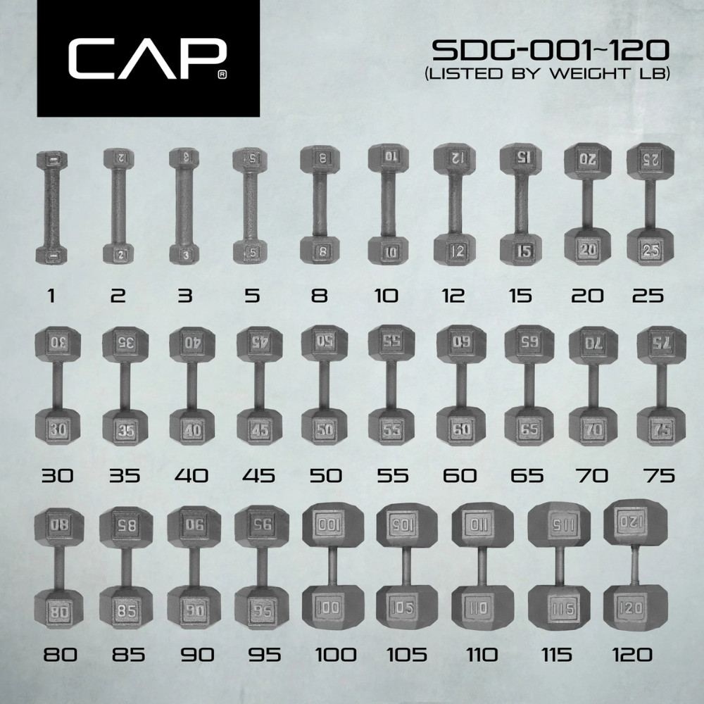 CAP Barbell 40 lb Cast Iron Hex Dumbbell Single Solid Metal Weight Training Gym