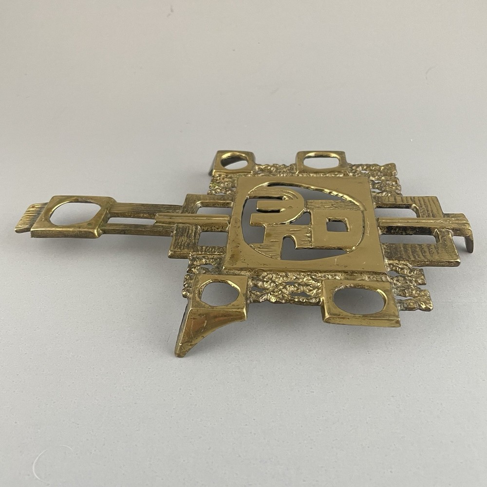 Vintage Abada Brass Trivit Israel Brutalist