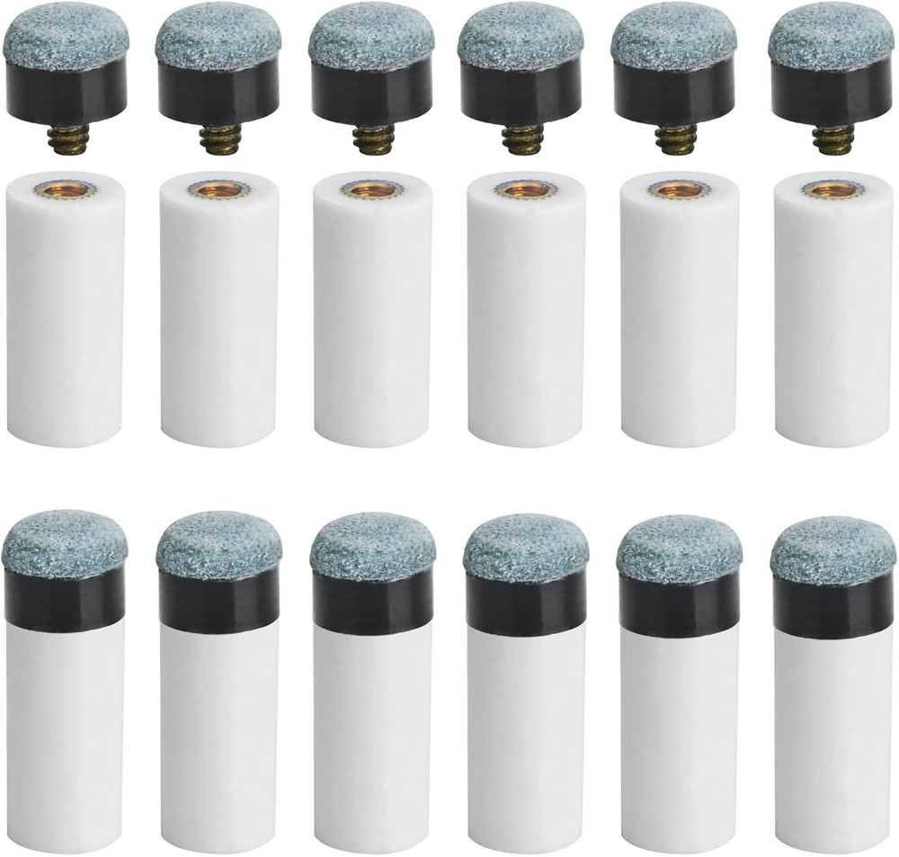 12 Set Billiard Cue Tips Replacement Kit with Screw-On Ferrules 12mm