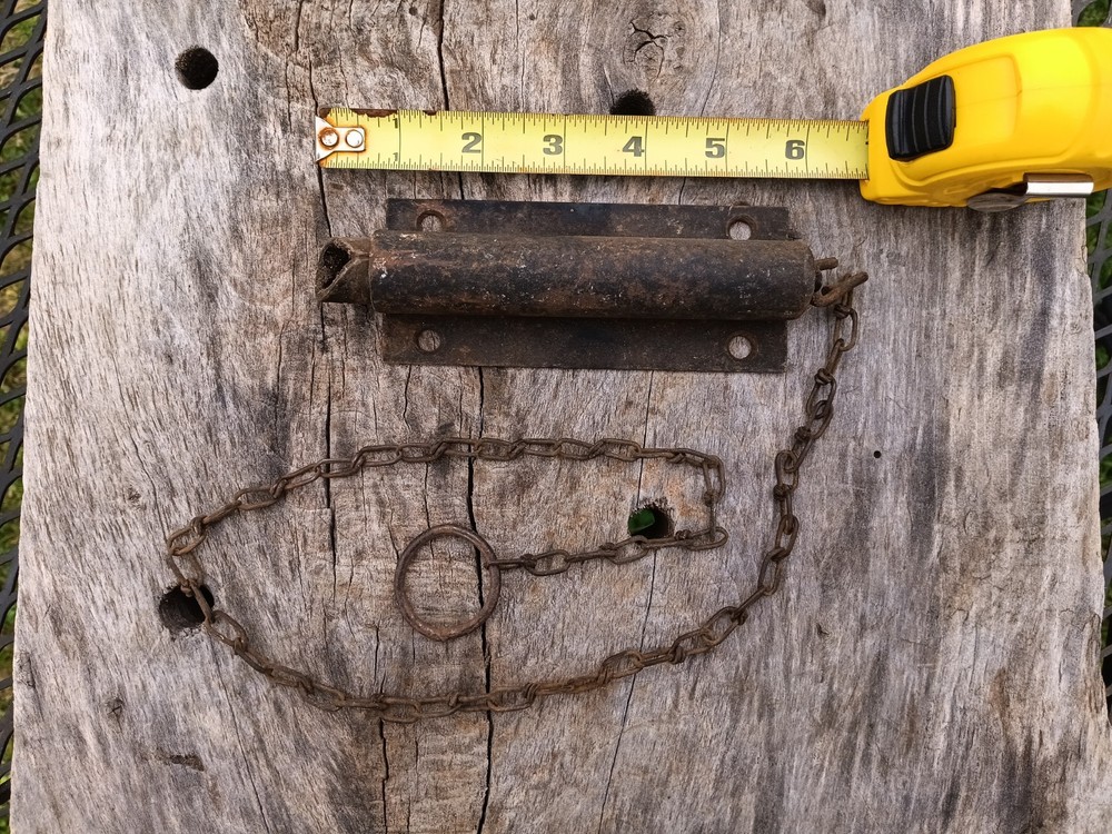 Antique Spring Loaded Gate Latch With Chain