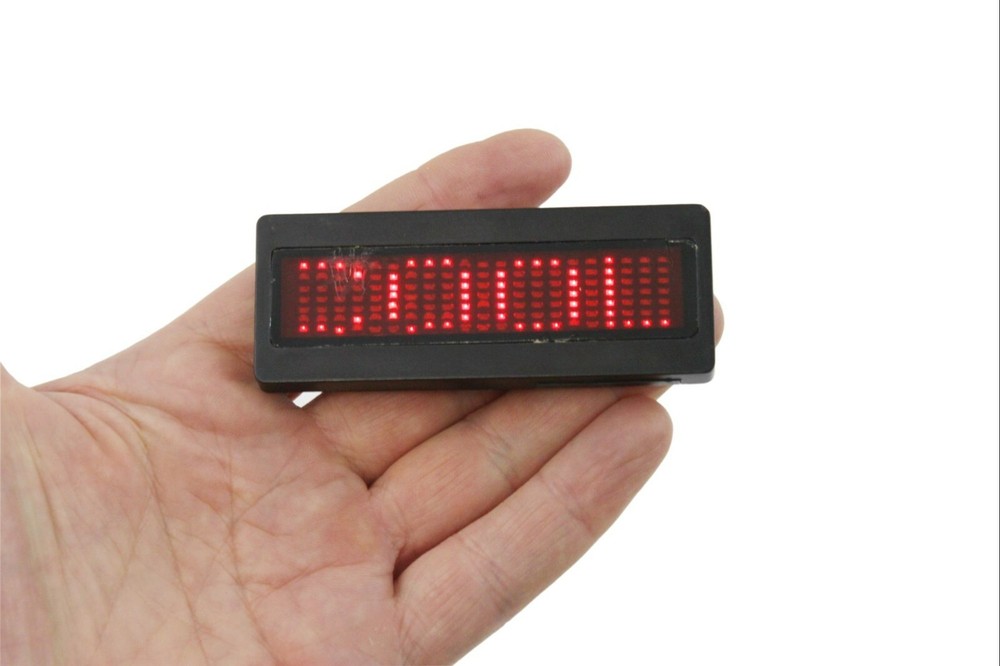 Bolan Programmable Scrolling Red LED Name Tag, Reusable Name Badge